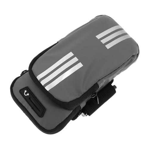 Mikikit Sports Arm Bag for Mobile Phones Adjustable Strap Running Phone Holder Sleeve for Gym Cycling Hiking Grey Sweatproof Wrist Pouch for Easy Device Access