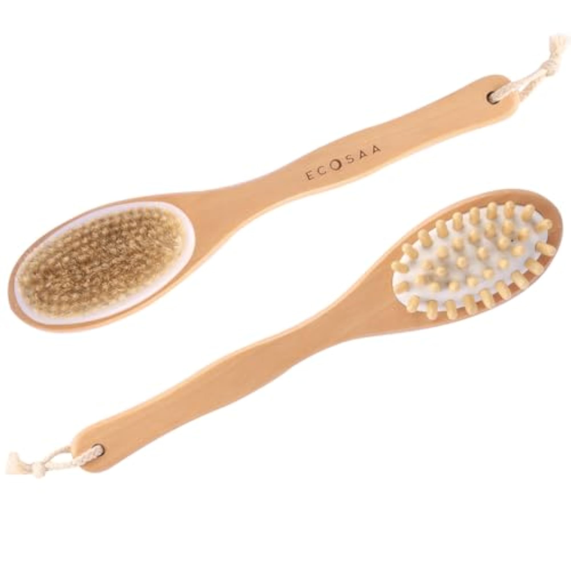 Double Side Wooden Bath Brush with Soft Natural Bristles