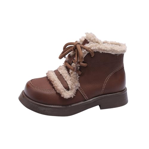 Casual Ankle Boots for Boys Girls Waterproof Non-Slip Snow Lace Up Boots Toddler Warm Cotton Winter Chunky Shoes