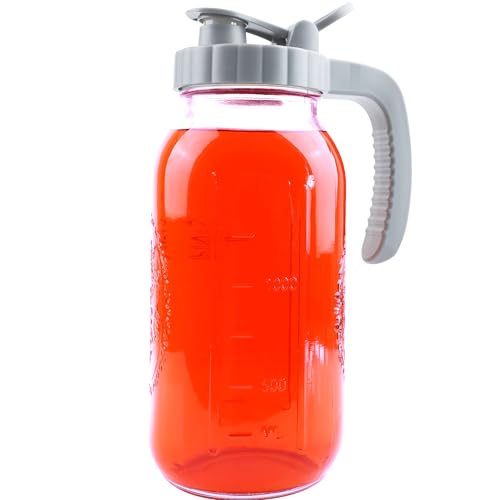 64 Oz Mason Jar Pitcher With Lid Wide Mouth Half Gallon Glass Pitchers 2 Quart Cold Hot Water Jug For Coffee,Lemonade, Iced Tea,Homemade Drinks,Milk,Juice Storage Container For Refrigerator