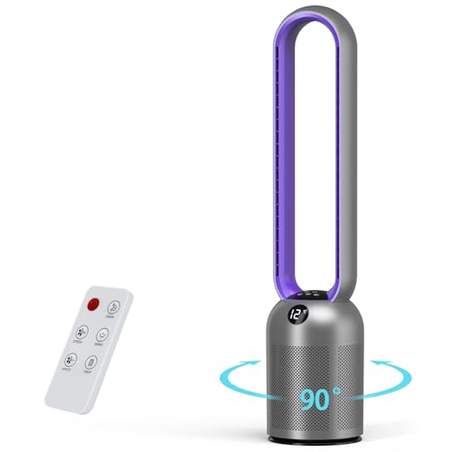 YAZEKY Ventilateur Colonne Sans Pale 101 cm, 24 Vitesses Ventilateur Tour Silencieux, Ventilateur de Sol Oscillant à 90, Écran LED, Minuterie De 12H,...
