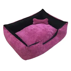 Gorgeous Square Dog Bed & Cat Bed Purple & Black Color Anti-Skid Bottom & Washable Bed (Reversible)-XL