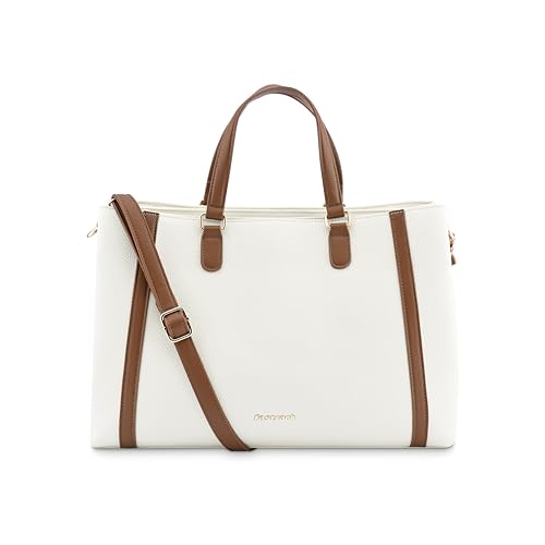 Image of Fastrack Casual 14 inch Laptop Tote | Faux-Leather Women's Handbags |14 inch Laptop Tote for Workwear and College, White
