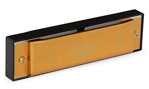 Image of JUAREZ Junior JJ10HG 10 Holes Educational Harmonica Key of C Scale | Mouth Organ | Cover - Aluminum | Comb - Abs | Reed - Aluminum Gold