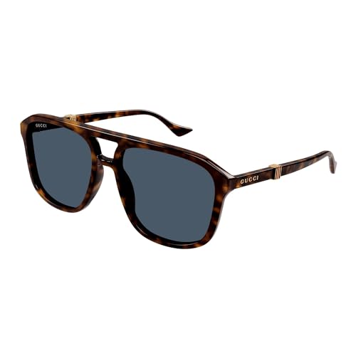 Gucci GG1494S 002 Sunglasses Men's Havana/Blue Pilot 57mm