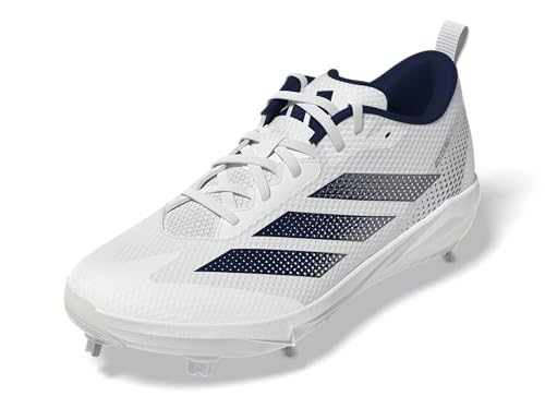 adidas Women's Adizero Instinct 2.0 Softball Sneaker, White/Team Navy Blue/Team Navy Blue, 12.5