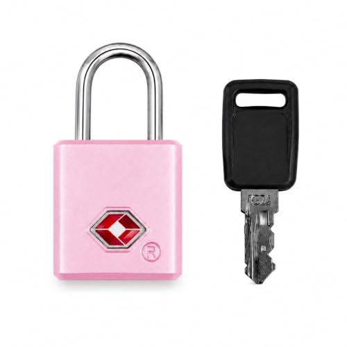 Image of QUIRA TSA Approved Travel Padlock with Key, Luggage Lock for Suitcase, Backpack, Locker & Travel Bags, Heavy Duty Security Lock (Pink)
