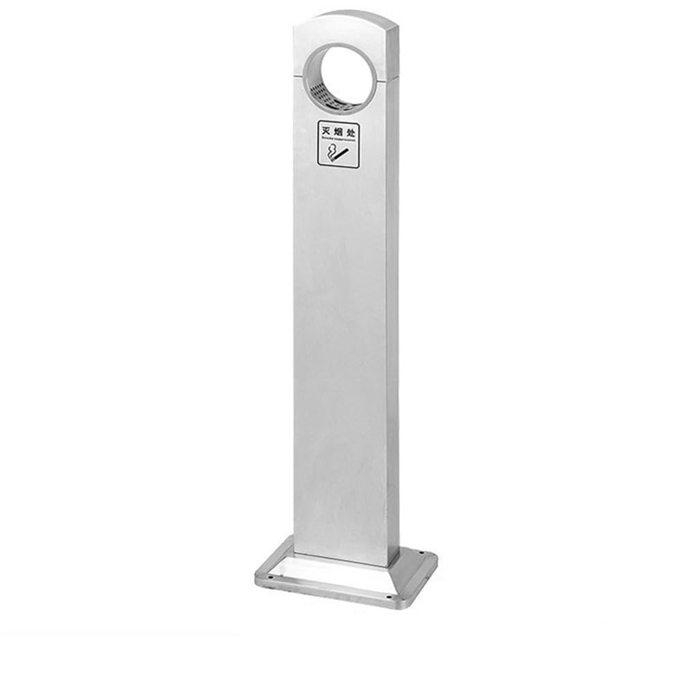 Stand ashtray Rainproof Ash Pillar Hotel Cigarette Butt Collection Vertical Extinguishing Smoking Trash can Stainless Steel Outdoor Pillar(Silver)