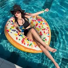 Image of Heart Shape Inflatable Swimming Pool| Photo-Realistic Sprinkle Donut Heart Tube Float| Lightweight PVC Swim Ring for Beach, Water Park & Summer Party Fun | Cute Adult & Kids Floater