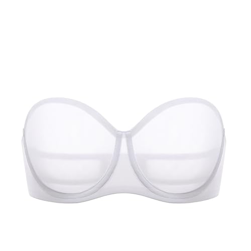 Image of DELIMIRA Women's Cosnufy Strapless Bra Sheer Mesh Plus Size Unlined Underwire Bras