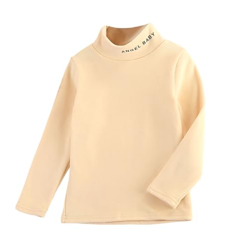 Boys Girls Turtleneck Long Sleeve Soft Cotton T-Shirts Fall Winter Solid Color Warm Tee Tops