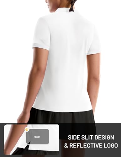 Image of MIER Golf Polo Shirts for Women - 1 /4 Zip Short Sleeve Tennis Tops, Dry Fit
