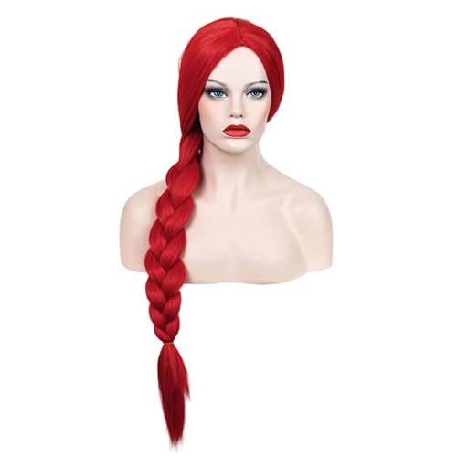 Image of Cying Lin 28 inch Long Braid Wigs Costume Red Wigs for Women Cosplay Party Halloween Wig Include Wig Cap