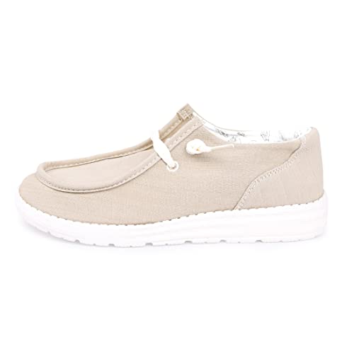 Image of Women's Canvas Loafers, Comfortable Slip-On Walking Shoes | Breathable Fabric Upper, Flexible Boat-Shoe Styling, Easy On and Off for Errands, Travel, Commuting and Everyday Wear