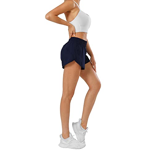 Image of Aurefin Athletic Shorts for Women,Women's Quick Dry Workout Sports Active Running Track Shorts with Elastic and Zip Pockets