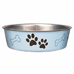 Loving Pets Stainless Steel Bella Dog Bowl Non-Slip Dishwasher Safe & Bacteria Resistant Metallic Pet Dish - Murano Blue - X-Large (1.8 Litre)