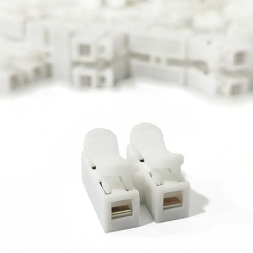Image of ROBOWAY 100Pcs CH2 Premium Spring Wire Connectors, Quick Spring Connector, Electrical Cable Clamp Terminal Block Connector, LED Strip Light Wire Connecting (Pack of 100)
