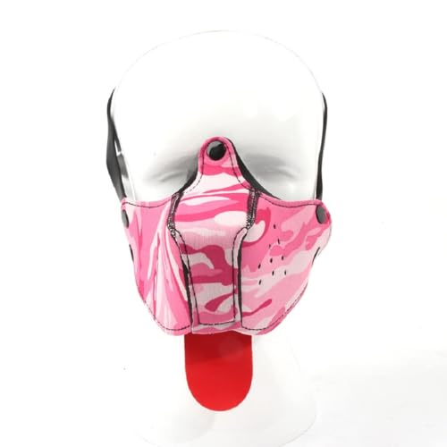 Aendu Neoprene Puppy Face Muzzle Dog Hood Mask Play Hoods (Camo Pink)