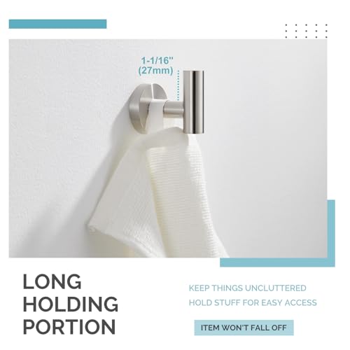 Image of Angle Simple Towel Hook for Bathroom, Robe Hook for Wall, Brushed Nickel