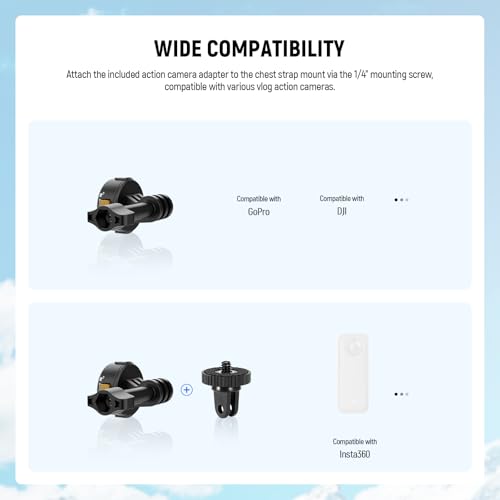 NEEWER Chest Harness for Action Cam, Adjustable Chest Strap Compatible with GoPro Hero DJI Osmo Insta360, Magnetic Quick Chest Mount for Action Cam for Video POV and Vlog, GP25