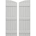 Ekena Millwork ARW401BE518X81STH Americraft Five 3 Exterior Real Wood Joined Board-n-Batten Shutters w/Elliptical Top (Per Pair), 17 1/2"W x 81"H, Hailstorm Gray