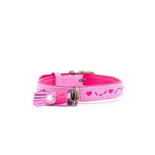 DWAM Dog with a Mission – Hundehalsband - Verstellbar - Weichem Leder – Rosa – L – Leder – Halsumfang zwischen 38–47 x 2,5 cm – Sweety