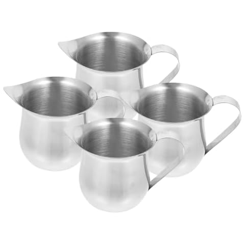 OKUMEYR 4Pcs Stainless Steel Milk Pitcher Small Cream Pitcher for Coffee Oat Milk Sauces and Versatile Cream Holders for Home and Use Cover