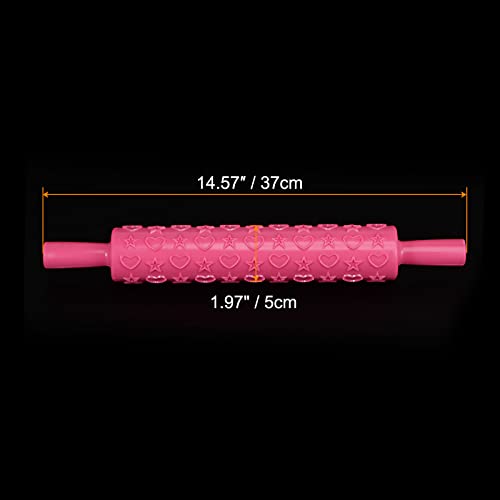 Harfington HTA230401HH0380 Pattern Embossed Rolling Pin 14.57 Inch X 1.97 Inch Star Heart 3D Pattern Pp Plastic Non-Stick Embossing Textured Rolling Pins thumb #1