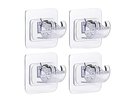 SOCHEP Wall Brackets Fixing Rod Holder, Transparent Fixing Curtain Rod Holder No Drilling Wall Ring Hook for Self-Adhesive Multifunctional Towel Rod, Home Kitchen (Pack of 4)