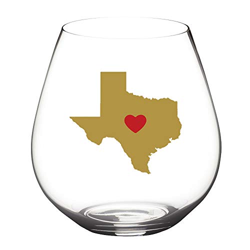 18oz State Wine Glasses with Heart Unbreakable Florida, Texas Wine Glass or California