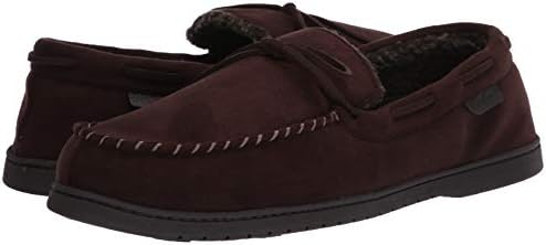 Dearfoams mens Toby Microsuede Moccasin With Tie Slipper, Coffee, Large US | Image 6