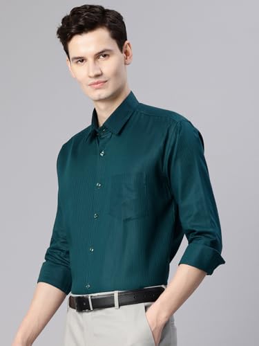 Image of Majestic Man Men's Solid Cotton Blend Textured Wrinkle-Resistant Slim Fit Easy Iron Formal Shirt