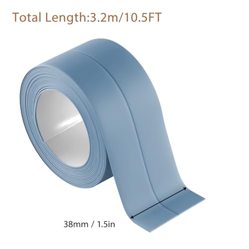 Image of 3 Rolls 10.5 Feet Caulk Tape Waterproof Sealing Self Adhesive, Caulking Sealant Strip for Bathroom Toilet Kitchen Countertop Blue