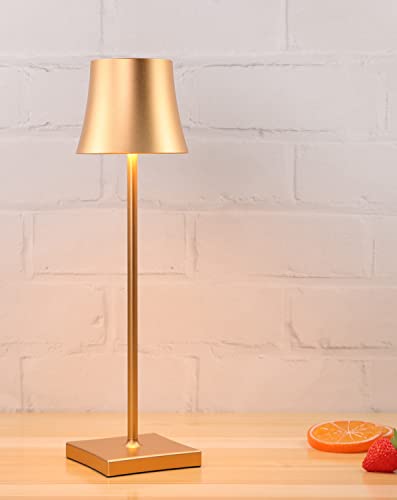 Seihoae Lampe de Table sans fil, Lampe de Table à piles 5200 mAh, IP54 étanche , avec interrupteur tactile, design pour intérieur et extérieur, chambre, restaurants, buffet, bars, KTV, Doré Cover