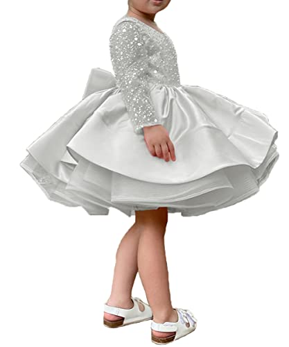 ABAO SISTER Short Little Girls Pageant Dresses for Wedding Kids First Communion Puffy Ball Gown