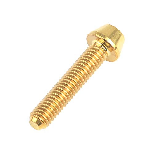 Image of Titanium Ti DIN912 M4 8 10 12 15 20mm Tapered Head Hex Bolts Bicycle Screws Pack of 6 (Gold, M4x20mm)