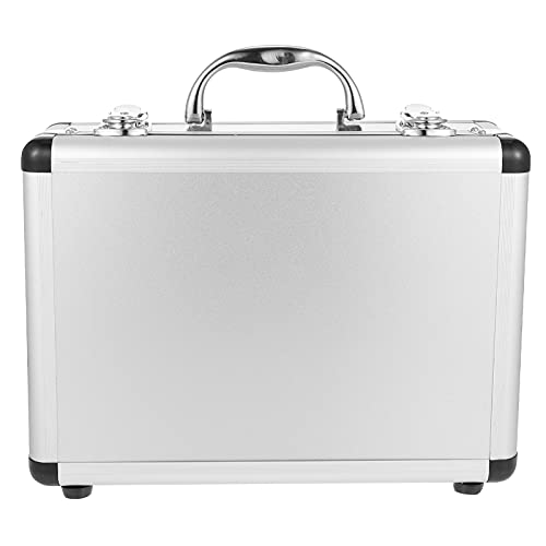 Silver Aluminum Briefcase with Lock, Aluminum Briefcase for Men or Women, Metal Hard Case with Foam for Travelers Luggage Craftsman Travel Cash (12.5x9x4.3 Inch)