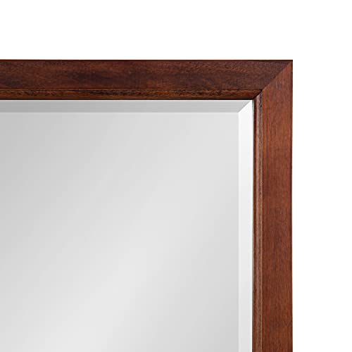Kate And Laurel Hogan Farmhouse Wall Mirror, 18 X 24, Walnut Brown, Modern Rectangular Wood Mirror For Wall #TOP7