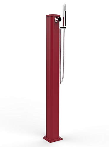 Ducha Tradicional Arkema Jg145 3027 Jolly Go De Color Rojo, Fabricada En Aluminio Barnizado Con Grifo Y Alcachofa De Mano