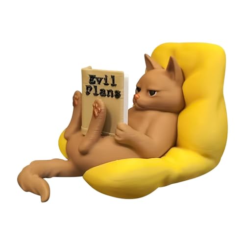 Genérico Figura De Gato De Lectura – Linda Decoración De Mini Estantería, Divertidas Esculturas De Animales Perezosos, Pequeños De Libros De De Mesa, Detalles Caprichosos De Escritorio para INT