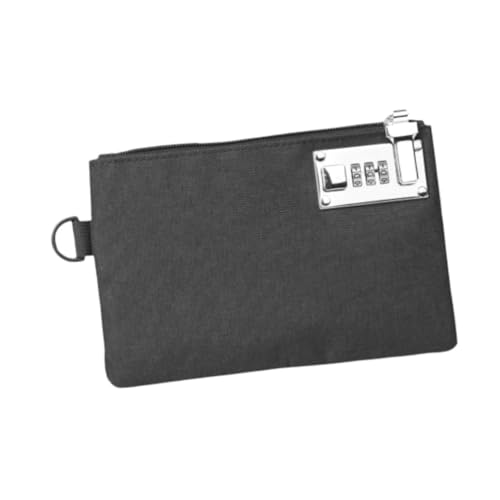 Lockable Money Purse Card Holder with Combination Lock, Portable Mens Wallet Compact Locking Bank Bag Money Pouch for Phones Keys 8.11x5.24x0.79inch- Black