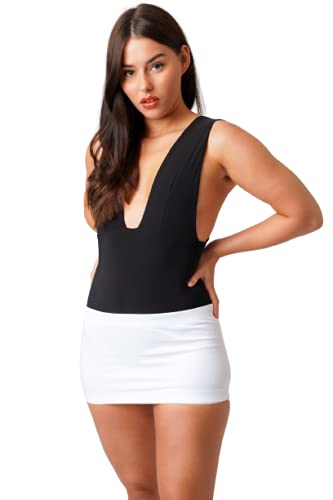 Divas WorldWhite Double Elasticated Micro Mini Skirt High-Waisted Bodycon Women's Fashionable Partywear