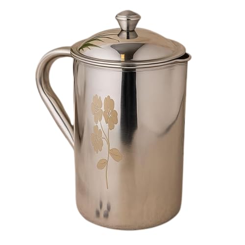 Royal | 2 Litre Stainless Steel | Serve Water JUG | Water Pitcher | RUSTFREE | Durable | Laser Flower Design
