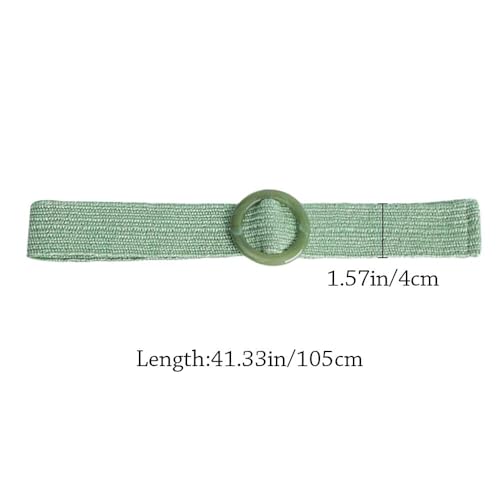 Women Summer Bohemian Elastic Straw Belt Wide Braided Waistbelt Waist Belt(Green)2