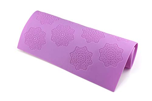 HiParty Snowflake Flower Pattern Silicone Lace Mat Sugar Craft Impression Mold Edible Cake Decorating Wedding Decoration Floral Imprint Border Brim Decor Fondant Decorative Embossing Baking Tools