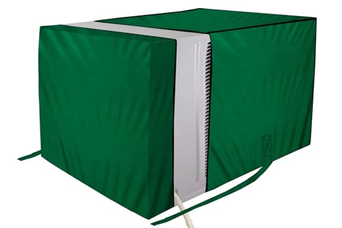 Image of The Furnishing Tree Elastic fit waterproof Polyester window ac cover compatible for Blue Star 2 Ton WFD324E Dustproof cover for inner and outer section, Green