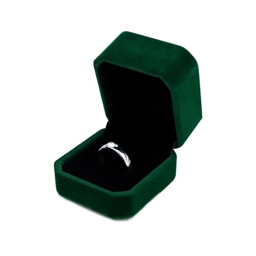 WisePoint Ringschachtel Samt Schmuck Geschenkbox Achteckige Schmucketui Klein für Hochzeit Elegante Ring Box für Ringe Ohrstecker Mini Broschen (grün)