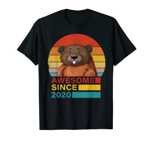 Beaver 2020 Birthday Funny Vintage Beaver Retro Sunset Camiseta