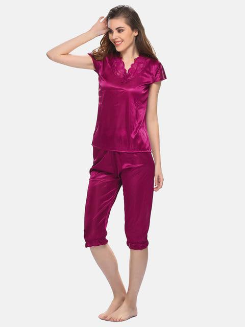 Image of Top & Capri Night Suit Set for Women
