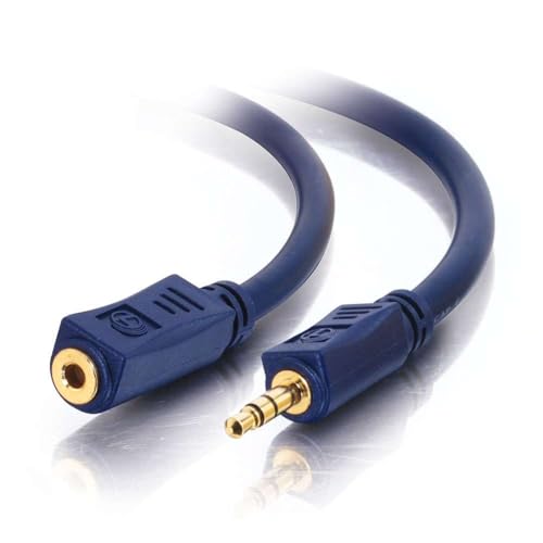 Cable de audio estéreo 3.5MM macho a hembra azul 6 pies miniatura 1